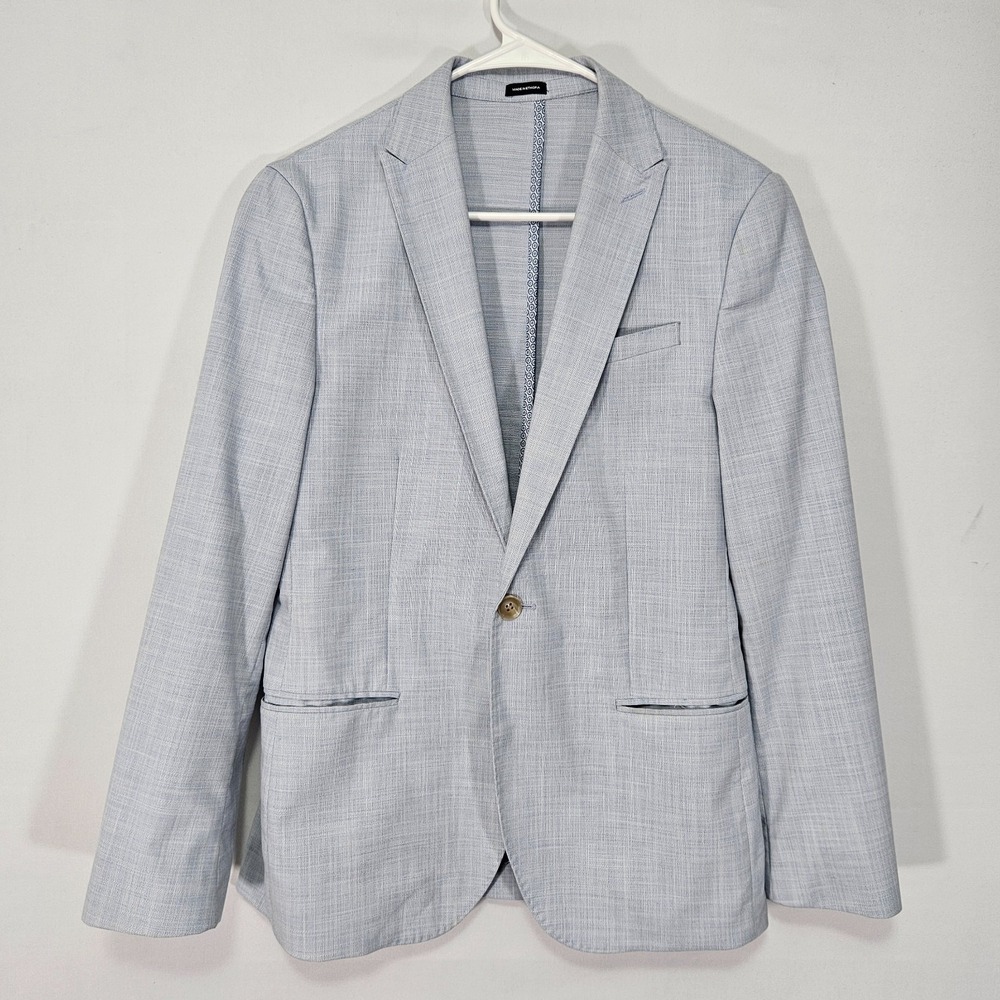 JF Ferrar Men's Sport Coat Blazer Two Button Light Blue Polyester 36S Slim Fit‎